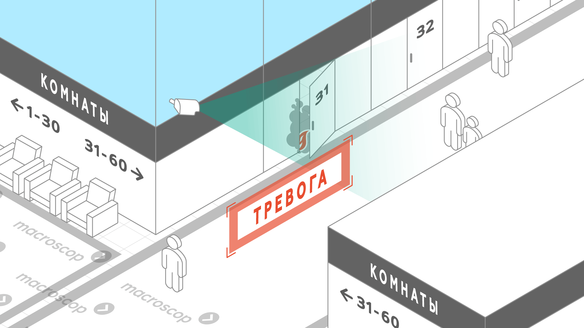 Детектор дыма и огня для отелей, гостиниц