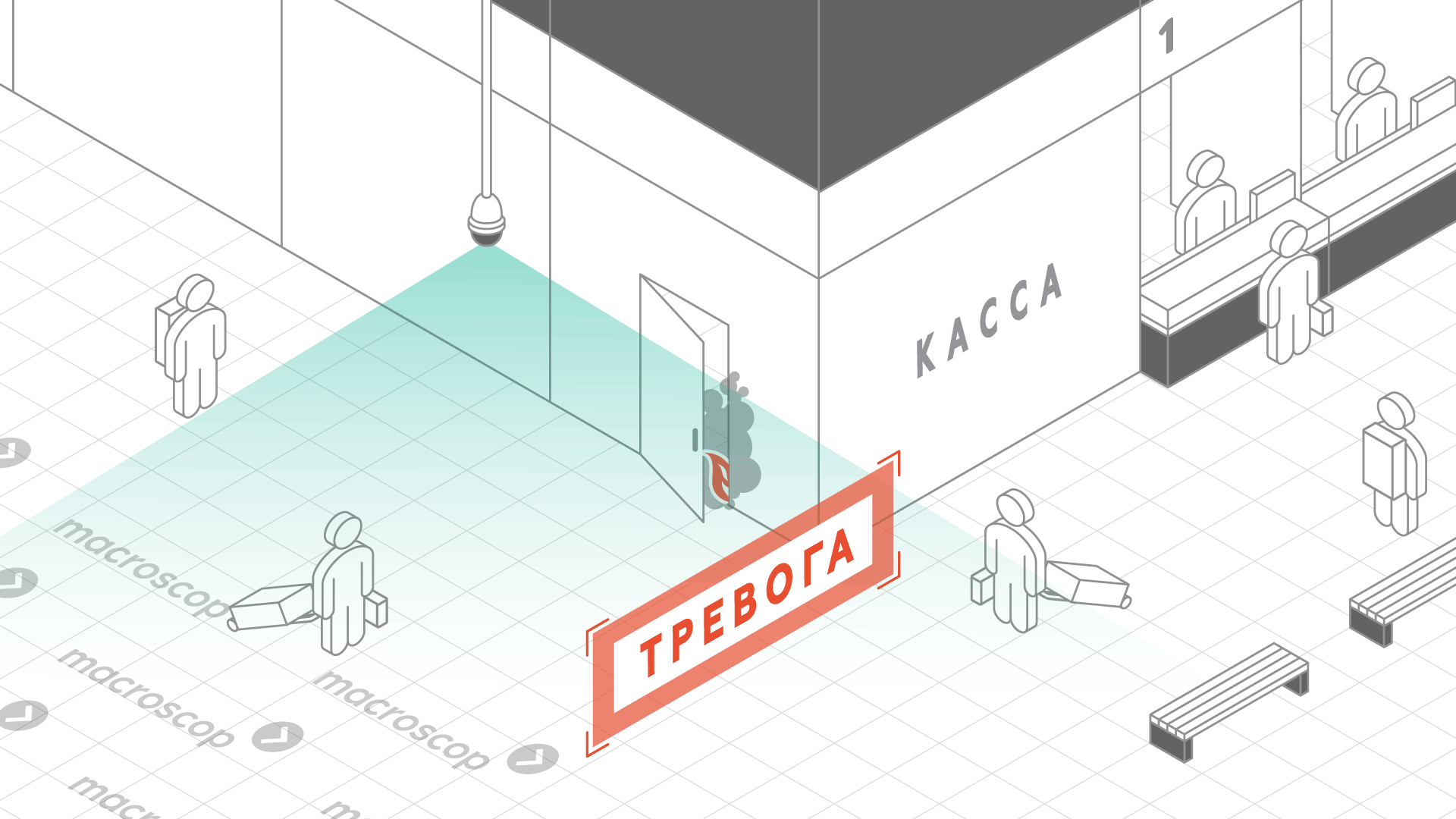 Детектор дыма и огня для железнодорожных вокзалов